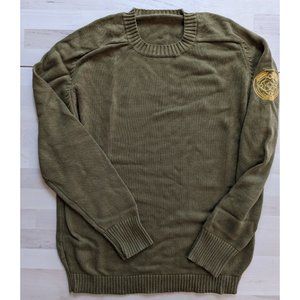 Satori Movement Hemp Sweater - Men's Medium Olive Green, Embroidered Insignia